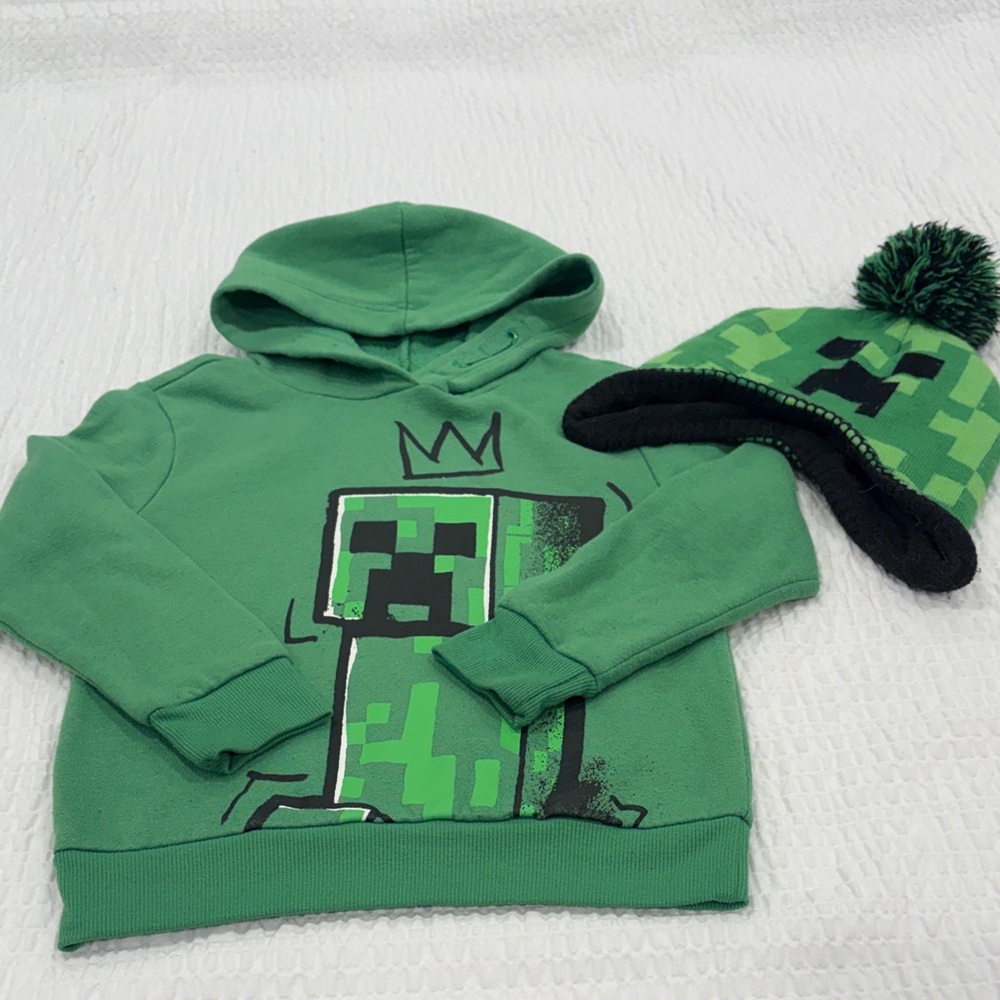 Minecraft Green Kids Hoodie and Toque  Set